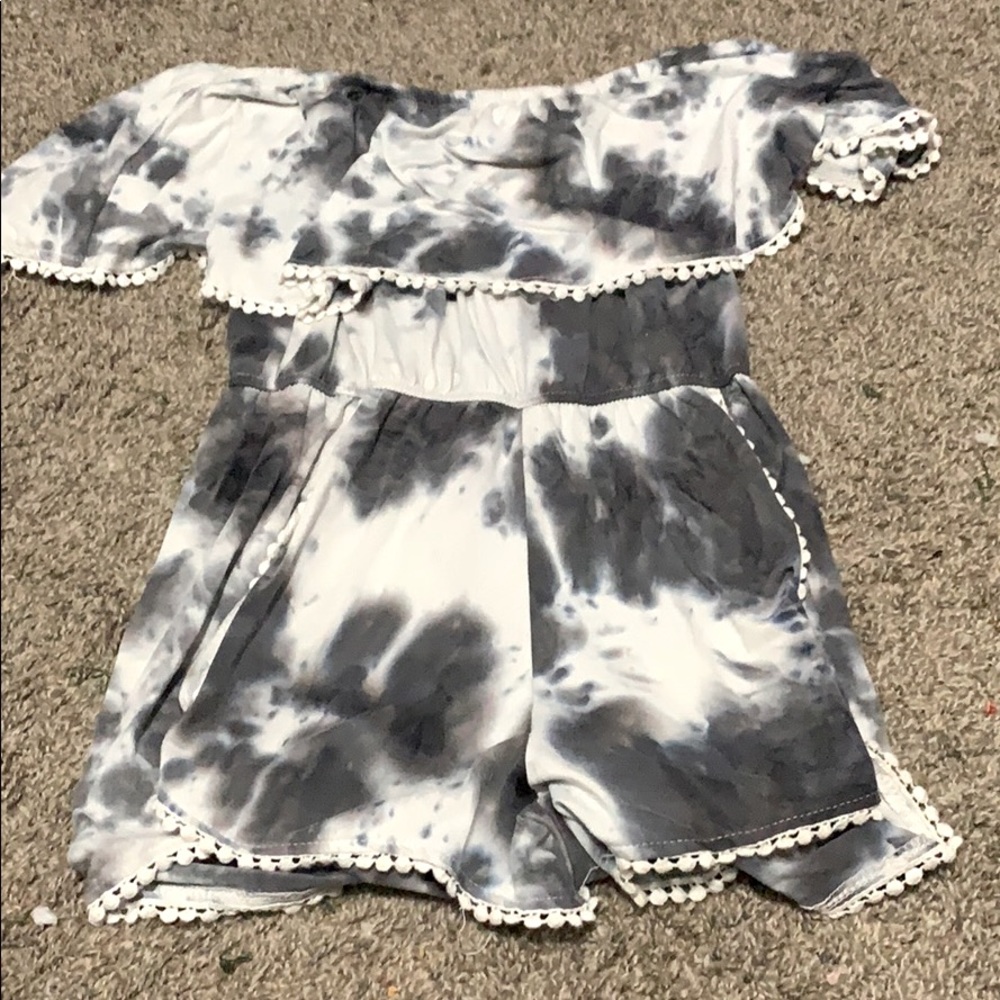 tie dye off the shoulder romper